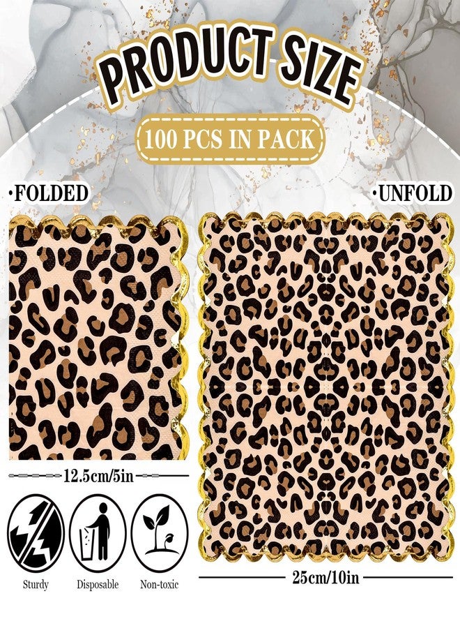 JarThenaAMCS مناديل ورقية من جارثينا إيه إم سي إس، 100 قطعة، بنقشة الفهد، مزينة بحواف مموجة، بنقشة جلد النمر، مناسبة لحفلات العشاء والحلويات، مثالية لأعياد الميلاد وحفلات استقبال المولود الجديد وحفلات بطابع الغابة. - Image 2